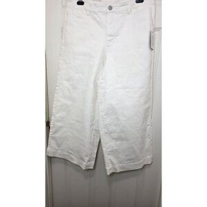 NWT Eloquii White Wide-Leg Cropped Denim Pants Women's Size 16